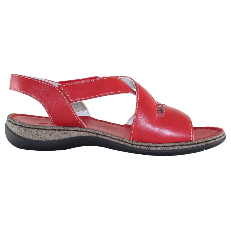 Sandale piele naturala dama - rosu, Elvis - 47734-Mattone -