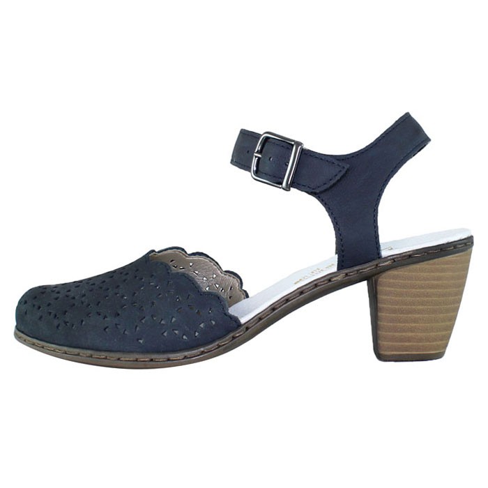 Pantofi piele naturala dama - bleumarin, Rieker - toc - 40972-14-Blue - PalomaShop.ro