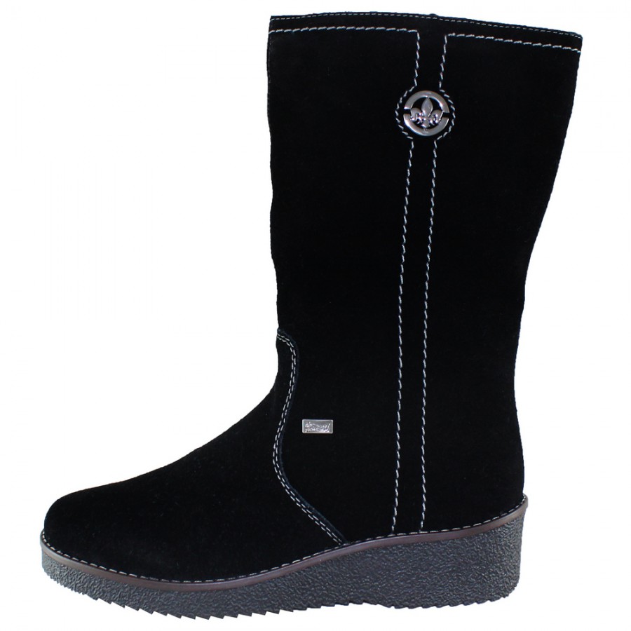 Cizme Piele Intoarsa Dama Negru Rieker Iarna Y4671 00 Black Palomashop Ro
