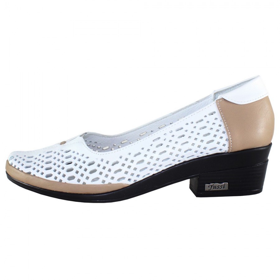 Pantofi Piele Naturala Dama Alb Maro Yussi Shoes Toc Mic 295 T 42 Alb Palomashop Ro