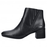 Botine piele naturala dama - negru, Rieker - iarna, imblanite - 70250-00-Negru