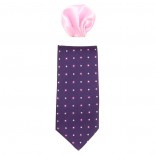Cravata barbati cu batista - mov, roz, Gama - CRVT-GM-0026-Mov-Roz
