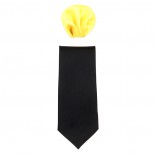 Cravata barbati cu batista - negru, galben, Gama - CRVT-GM-0035-Negru-Galben