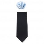 Cravata barbati cu batista - negru, gri, Gama - CRVT-GM-0007-Negru-Gri