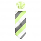 Cravata barbati cu batista - verde, gri, alb, Gama - CRVT-GM-0025-Verde-Gri-Alb
