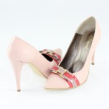 Pantofi piele naturala dama - roz, Nike Invest - toc inalt - M424-Bej-Pud-Or