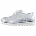 Pantofi piele naturala copii, fete - alb, argintiu, Melania - ME6266F9E-B