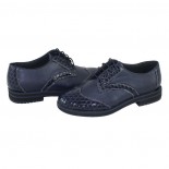 Pantofi piele naturala dama - bleumarin, Nicolis - lac - 110706-Albastru-Croco