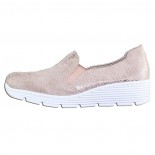 Pantofi piele naturala dama - roz, bej, multicolor, Rieker - relax, confort - 587B0-62-beige 