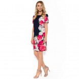 Rochie dama de ocazie eleganta - albastru, cu flori, Viada - midi - R-013-8052-BLM