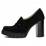 Pantofi piele intoarsa dama - negru, Filippo - toc mediu - DP4671-24-BK-Negru