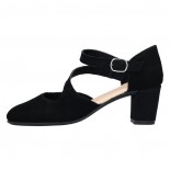 Pantofi piele intoarsa dama - negru, Rieker - toc mediu - 41080-00-Negru