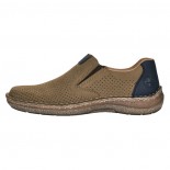 Pantofi piele naturala barbati - bej, bleumarin, Rieker - relax, confort - 03076-64-Bej-Bleumarin