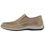 Pantofi piele naturala barbati - bej, Rieker - relax, confort - 05277-64-Beige