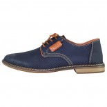 Pantofi piele naturala barbati - bleumarin, Rieker - 13439-14-Blue