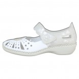 Pantofi piele naturala dama - alb, argintiu, Rieker - relax, confort - 41368-80-Alb-Argintiu