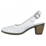 Pantofi piele naturala dama - alb, Rieker - toc mediu - 40983-80-Alb