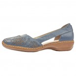 Pantofi piele naturala dama - albastru, Rieker - relax, confort - 41396-12-Albastru