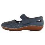 Pantofi piele naturala dama - albastru, Rieker - relax, confort - 44896-14-Albastru