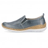 Pantofi piele naturala dama - albastru, Rieker - relax, confort - N4274-12-Albastru