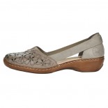 Pantofi piele naturala dama - bej, Rieker - relax, confort - 41356-64-Beige