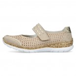 Pantofi piele naturala dama - bej, Rieker - relax, confort - N4257-60-Bej
