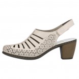 Pantofi piele naturala dama - bej, Rieker - toc mediu - 40959-60-Bej