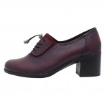 Pantofi piele naturala dama - bordo, Nicolis - toc mediu - 124494-Bordo