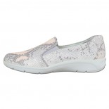 Pantofi piele naturala dama - gri, roz, Naturlaufer - relax, confort - 35182-1-Pythona-Chrom-Gri-Roz