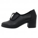 Pantofi piele naturala dama - negru, Nicolis - toc mediu - 124494-Negru
