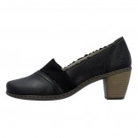 Pantofi piele naturala dama - negru, Rieker - toc mediu - 40911-00-Negru
