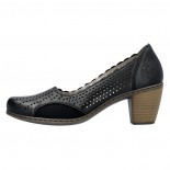 Pantofi piele naturala dama - negru, Rieker - toc mediu - 40952-00-Negru