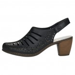 Pantofi piele naturala dama - negru, Rieker - toc mediu - 40959-00-Negru