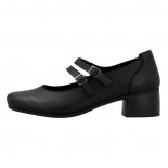 Pantofi piele naturala dama - negru, Rieker - toc mic - 41651-00-Negru