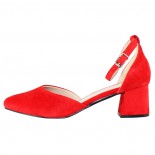 Pantofi piele naturala dama - rosu, Rieker - toc mediu - 49150-33-Rosu