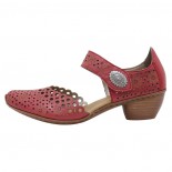 Pantofi piele naturala dama - rosu, Rieker - toc mic - 43753-33-Rosu