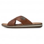 Papuci piele naturala barbati - maro, Rieker - relax, confort - 21082-24-Maro