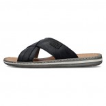 Papuci piele naturala barbati - negru, Rieker - relax, confort - 21082-00-Negru