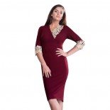 Rochie dama de ocazie eleganta - bordo, Per Donna - midi - Mirela-81251-Bordo