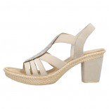 Sandale dama - bej, Rieker - toc mediu - 66526-60-Bej