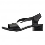 Sandale piele naturala dama - negru, Rieker - toc mic - 62662-01-Negru