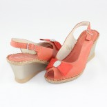 Sandale piele naturala dama - coral, Walk in the city - 7250-2975-Salmone