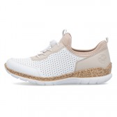 Pantofi dama alb bej roz Rieker relax confort N4286-80-Alb-Bej-Roz