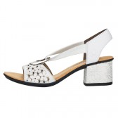 Sandale piele naturala dama alb Rieker toc mediu 64677-80-Alb