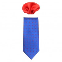Cravata barbati cu batista albastru rosu Gama CRVT-GM-0014-Albastru-Rosu