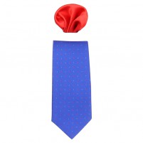 Cravata barbati cu batista albastru rosu Gama CRVT-GM-0076-Albastru-Rosu
