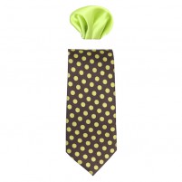 Cravata barbati cu batista maro verde Gama CRVT-GM-0021-Maro-Verde