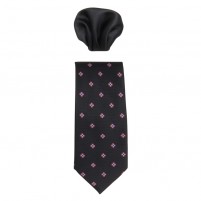 Cravata barbati cu batista negru cu flori Gama CRVT-GM-0015-Negru