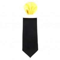 Cravata barbati cu batista negru galben Gama CRVT-GM-0035-Negru-Galben