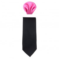 Cravata barbati cu batista negru pink Gama CRVT-GM-0041-Negru-Pink